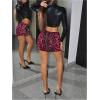 image:imageMakeMeChic Womens Leopard Cheetah Print Sequin Mini Skirt Glitter Short Skirts Party Club OutfitsRed