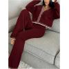image:imageMakeMeChic Womens Lounge Sweater Sets Fall Two Piece Pants Sets Travel Outfits Winter LoungewearBurgundy