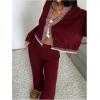 image:imageMakeMeChic Womens Lounge Sweater Sets Fall Two Piece Pants Sets Travel Outfits Winter LoungewearBurgundy