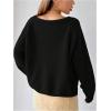image:imageMakeMeChic Womens Off The Shoulder Sweater Long Sleeve Boat Neck Winter Casual Pullover Knit TopsBlack