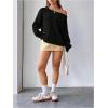 image:imageMakeMeChic Womens Off The Shoulder Sweater Long Sleeve Boat Neck Winter Casual Pullover Knit TopsBlack