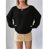 image:imageMakeMeChic Womens Off The Shoulder Sweater Long Sleeve Boat Neck Winter Casual Pullover Knit TopsBlack