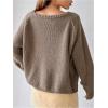 image:imageMakeMeChic Womens Off The Shoulder Sweater Long Sleeve Boat Neck Winter Casual Pullover Knit TopsKhaki