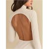 image:imageMakeMeChic Womens Open Back Top Long Sleeve Mock Neck Bodysuit Going Out Tops Clubbing OutfitsApricot