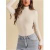 image:imageMakeMeChic Womens Open Back Top Long Sleeve Mock Neck Bodysuit Going Out Tops Clubbing OutfitsApricot
