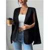image:imageMakeMeChic Womens Open Front Cape Blazer Split Long Sleeve Work Office Coat JacketBlack