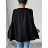 image:imageMakeMeChic Womens Open Front Cape Blazer Split Long Sleeve Work Office Coat JacketBlack
