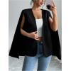 image:imageMakeMeChic Womens Open Front Cape Blazer Split Long Sleeve Work Office Coat JacketBlack