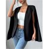 image:imageMakeMeChic Womens Open Front Cape Blazer Split Long Sleeve Work Office Coat JacketBlack