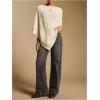 image:imageMakeMeChic Womens Oversized Poncho Sweater Crew Neck Asymmetrical Business Knit TopsApricot