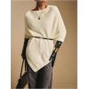 image:imageMakeMeChic Womens Oversized Poncho Sweater Crew Neck Asymmetrical Business Knit TopsApricot