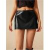 image:imageMakeMeChic Womens PU Leather Skirts Low Waisted Mini Skirt Party Clubwear Black SkirtsBlack