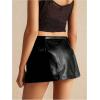 image:imageMakeMeChic Womens PU Leather Skirts Low Waisted Mini Skirt Party Clubwear Black SkirtsBlack