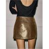 image:imageMakeMeChic Womens PU Leather Skirts Low Waisted Mini Skirt Party Clubwear Black SkirtsGolden