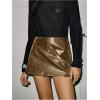 image:imageMakeMeChic Womens PU Leather Skirts Low Waisted Mini Skirt Party Clubwear Black SkirtsGolden