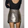 image:imageMakeMeChic Womens PU Leather Skirts Low Waisted Mini Skirt Party Clubwear Black SkirtsSilver