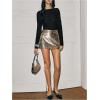 image:imageMakeMeChic Womens PU Leather Skirts Low Waisted Mini Skirt Party Clubwear Black SkirtsSilver