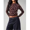 image:imageMakeMeChic Womens Polka Dots Cropped Cardigan Lightweight Long Sleeve Y2K Button Down SweatersMulticolor