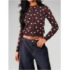 image:imageMakeMeChic Womens Polka Dots Cropped Cardigan Lightweight Long Sleeve Y2K Button Down SweatersMulticolor