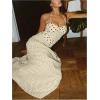 image:imageMakeMeChic Womens Polka Dots Halter Dress Tie Backless Summer Maxi DressesApricot