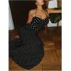 image:imageMakeMeChic Womens Polka Dots Halter Dress Tie Backless Summer Maxi DressesBlack