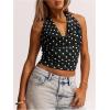image:imageMakeMeChic Womens Polka Dots Halter Top Y2k Going Out Tops Backless Deep V Cowl Neck TopsBlack