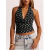 image:imageMakeMeChic Womens Polka Dots Halter Top Y2k Going Out Tops Backless Deep V Cowl Neck TopsBlack