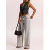 image:imageMakeMeChic Womens Polka Dots Halter Top Y2k Going Out Tops Backless Deep V Cowl Neck TopsBlack