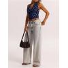 image:imageMakeMeChic Womens Polka Dots Halter Top Y2k Going Out Tops Backless Deep V Cowl Neck TopsBlue