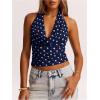 image:imageMakeMeChic Womens Polka Dots Halter Top Y2k Going Out Tops Backless Deep V Cowl Neck TopsBlue