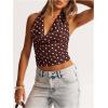image:imageMakeMeChic Womens Polka Dots Halter Top Y2k Going Out Tops Backless Deep V Cowl Neck TopsBrown