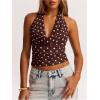 image:imageMakeMeChic Womens Polka Dots Halter Top Y2k Going Out Tops Backless Deep V Cowl Neck TopsBrown