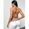 image:imageMakeMeChic Womens Polka Dots Halter Top Y2k Going Out Tops Backless Deep V Cowl Neck TopsKhaki