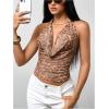 image:imageMakeMeChic Womens Polka Dots Halter Top Y2k Going Out Tops Backless Deep V Cowl Neck TopsKhaki