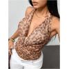 image:imageMakeMeChic Womens Polka Dots Halter Top Y2k Going Out Tops Backless Deep V Cowl Neck TopsKhaki