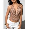 image:imageMakeMeChic Womens Polka Dots Halter Top Y2k Going Out Tops Backless Deep V Cowl Neck TopsKhaki