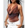 image:imageMakeMeChic Womens Polka Dots Halter Top Y2k Going Out Tops Backless Deep V Cowl Neck TopsMulticolor