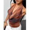 image:imageMakeMeChic Womens Polka Dots Halter Top Y2k Going Out Tops Backless Deep V Cowl Neck TopsMulticolor