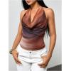image:imageMakeMeChic Womens Polka Dots Halter Top Y2k Going Out Tops Backless Deep V Cowl Neck TopsMulticolor