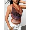 image:imageMakeMeChic Womens Polka Dots Halter Top Y2k Going Out Tops Backless Deep V Cowl Neck TopsMulticolor
