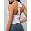 image:imageMakeMeChic Womens Polka Dots Halter Top Y2k Going Out Tops Backless Deep V Cowl Neck TopsRed and White