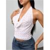 image:imageMakeMeChic Womens Polka Dots Halter Top Y2k Going Out Tops Backless Deep V Cowl Neck TopsRed and White