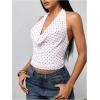image:imageMakeMeChic Womens Polka Dots Halter Top Y2k Going Out Tops Backless Deep V Cowl Neck TopsRed and White