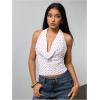 image:imageMakeMeChic Womens Polka Dots Halter Top Y2k Going Out Tops Backless Deep V Cowl Neck TopsRed and White