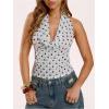 image:imageMakeMeChic Womens Polka Dots Halter Top Y2k Going Out Tops Backless Deep V Cowl Neck TopsWhite