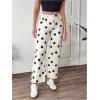 image:imageMakeMeChic Womens Polka Dots Jeans Low Waist Stretch Straight Leg Denim PantsKhaki