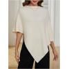 image:imageMakeMeChic Womens Poncho Sweater Boat Neck Asymmetrical Business Pullover Knit TopApricot