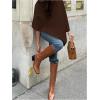 image:imageMakeMeChic Womens Poncho Sweater Boat Neck Asymmetrical Business Pullover Knit TopBrown