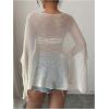 image:imageMakeMeChic Womens Ponchos Sheer Poncho Shawl Crochet Tops Sweater Cover UpApricot