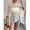 image:imageMakeMeChic Womens Ponchos Sheer Poncho Shawl Crochet Tops Sweater Cover UpApricot